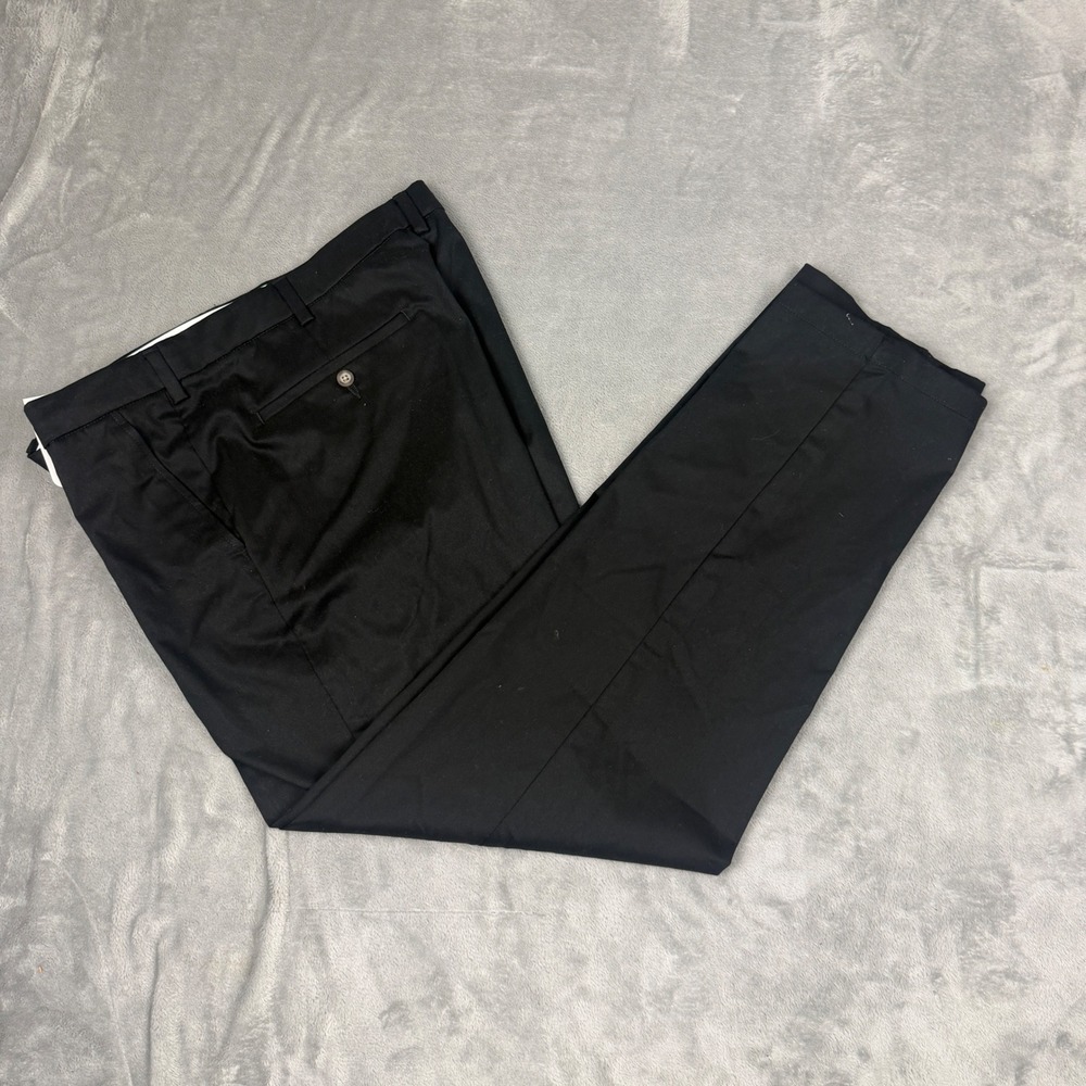 George Pants Mens 42x32 Black Regular Fit Straight Leg Comfort Waist Chinos